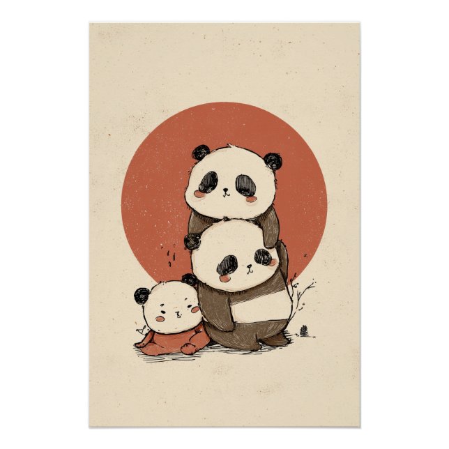 Niedliches Pandas-Design Poster (Vorderseite)