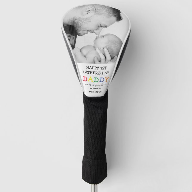 Niedliches Papa-Foto des ersten Vaters Golf Headcover (Vorderseite)