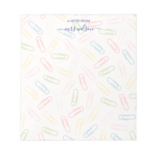 Niedliches Paperclip-Muster von Lehrer Notizblock