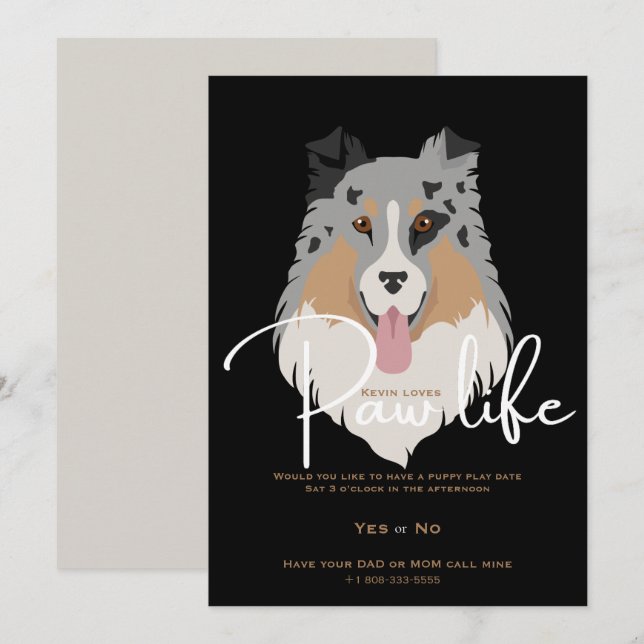Niedliches Party für Hundehunde Einladung (Vorne/Hinten)