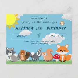 Niedliches Party in den Waldtieren Kinder zum Gebu Postkarte