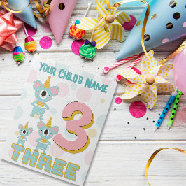 Niedliches Party Koala Nummer drei Rosa und Aquama