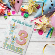 Niedliches Party Koala Nummer drei Rosa und Aquama