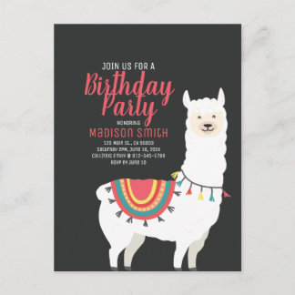 Niedliches Party Llama und Balloon Einladung zum G
