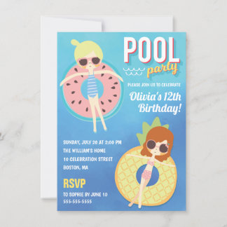 Niedliches Party | Mädchen zum Geburtstag Einladung