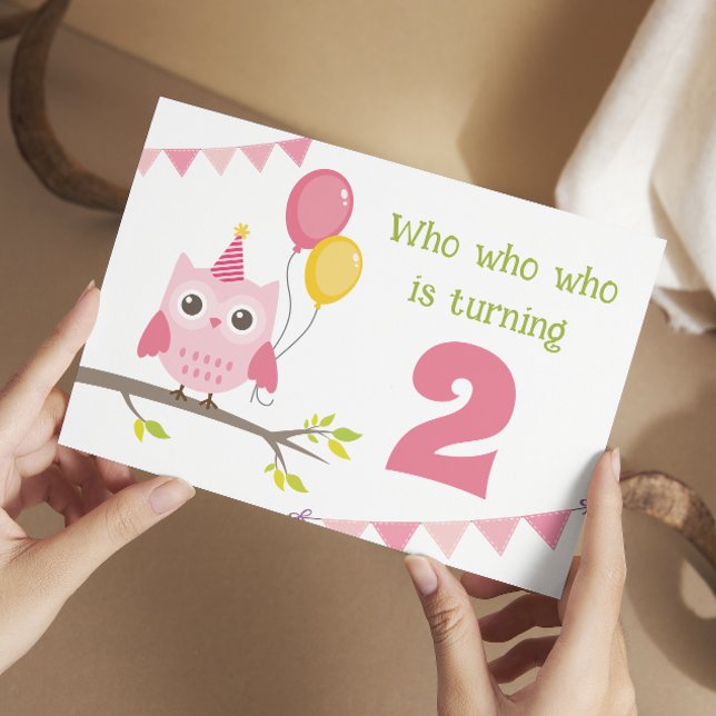 Niedliches Party Owl, die 2 Tage Geburtstag Einladung (Von Creator hochgeladen)