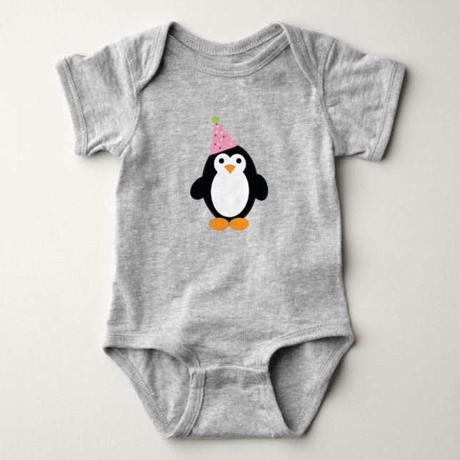 Niedliches Party Pinguin Baby Strampler (Vorderseite)