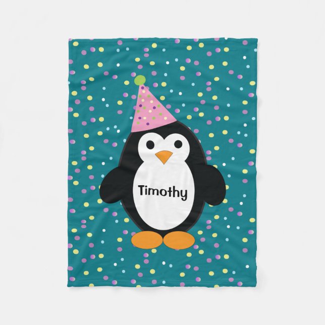 Niedliches Party Pinguin Fleecedecke (Vorderseite)