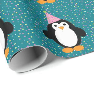 Niedliches Party Pinguin Geschenkpapier