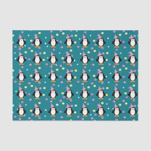 Niedliches Party Pinguin Seidenpapier (Vorderseite)