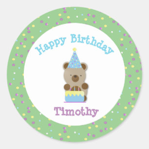 Niedliches Party Teddy Bear Geburtstag Runder Aufkleber