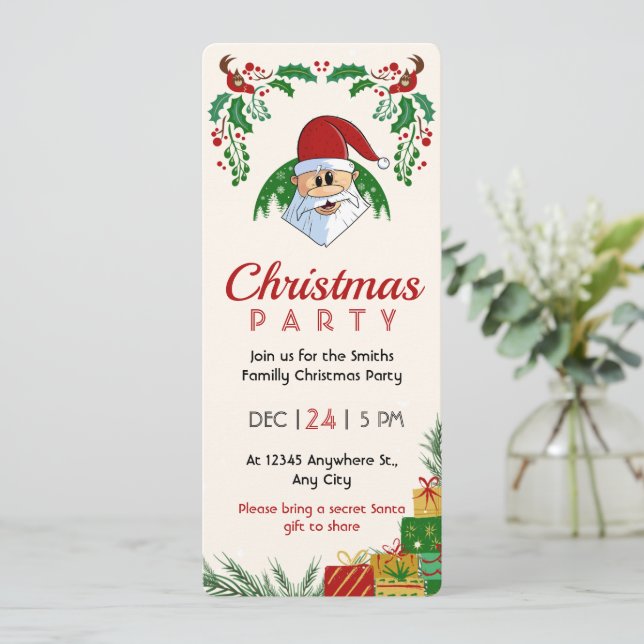 Niedliches Party Weihnachten Einladung (Stehend Vorderseite)