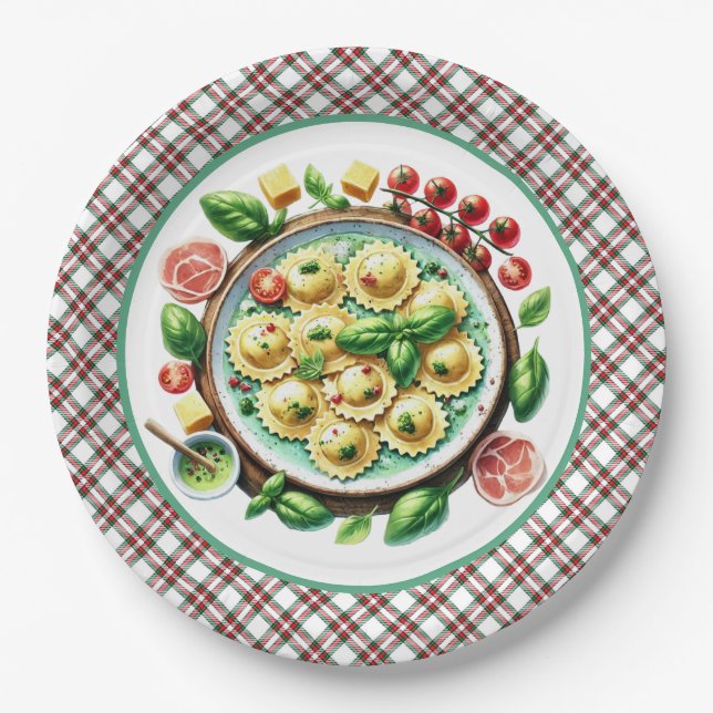 Niedliches Pasta-Fest Pappteller (Vorderseite)