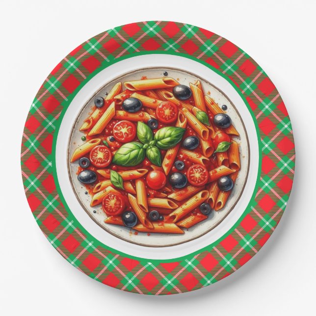 Niedliches Pasta-Fest Pappteller (Vorderseite)
