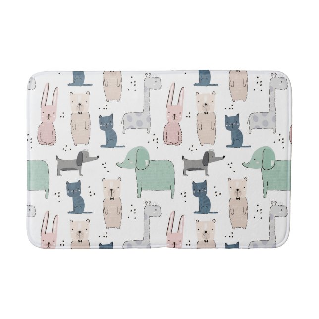 Niedliches Pastel Baby-Tiermuster Badematte (Vorderseite)
