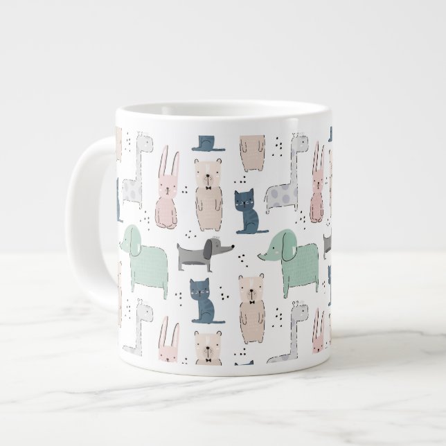 Niedliches Pastel Baby-Tiermuster Jumbo-Tasse (Vorderseite Links)
