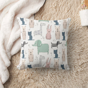 Niedliches Pastel Baby-Tiermuster Kissen