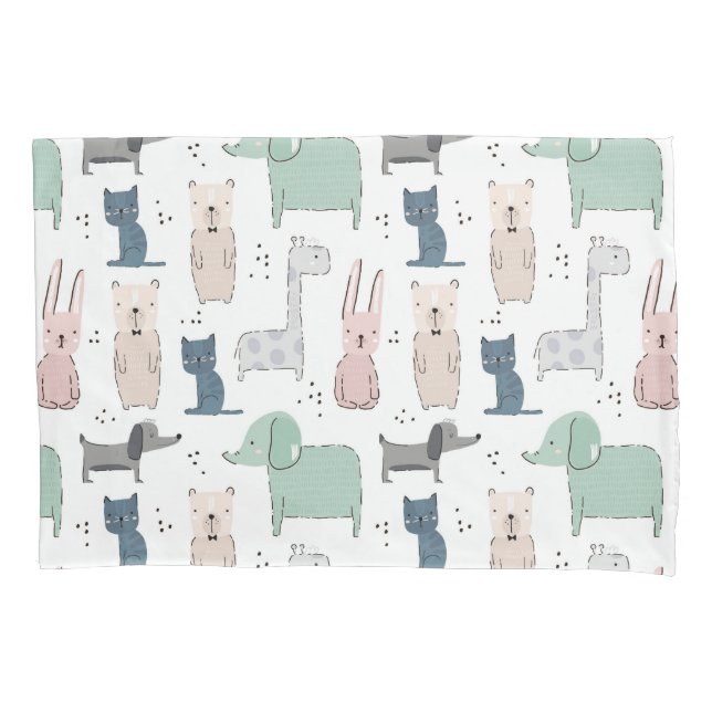 Niedliches Pastel Baby-Tiermuster Kissenbezug (Vorderseite)