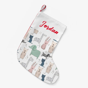 Niedliches Pastel Baby-Tiermuster Kleiner Weihnachtsstrumpf