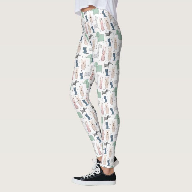 Niedliches Pastel Baby-Tiermuster Leggings (Links)
