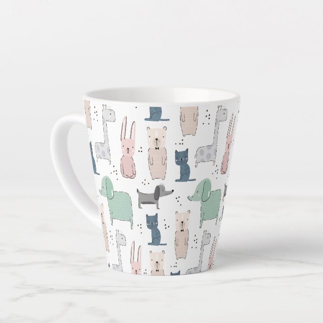 Niedliches Pastel Baby-Tiermuster Milchtasse (Linke Ecke)
