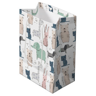 Niedliches Pastel Baby-Tiermuster Mittlere Geschenktüte