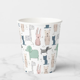 Niedliches Pastel Baby-Tiermuster Pappbecher