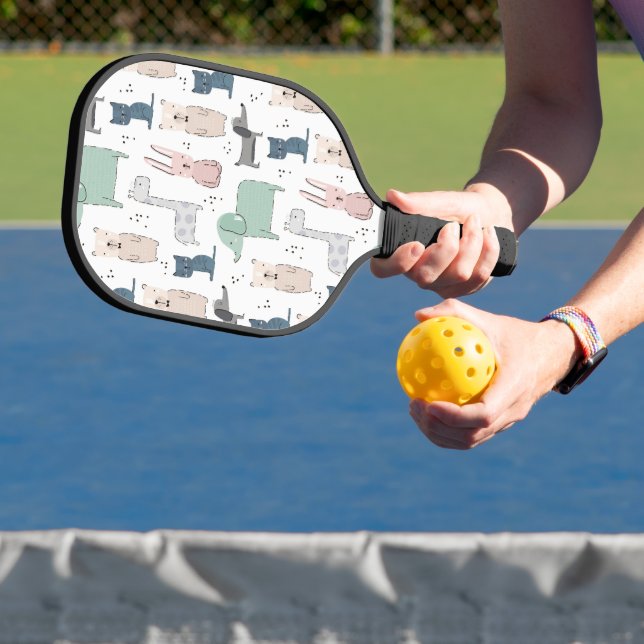 Niedliches Pastel Baby-Tiermuster Pickleball Schläger (InSitu)