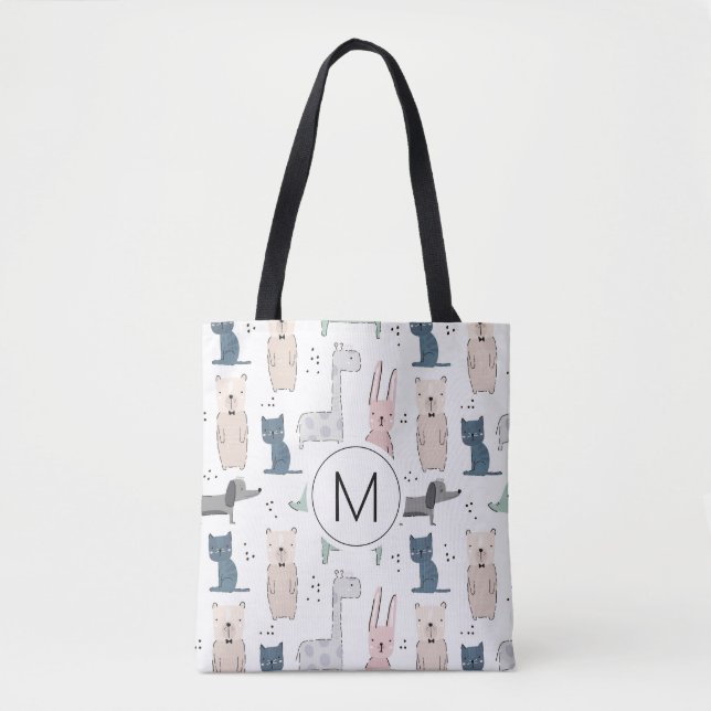 Niedliches Pastel Baby-Tiermuster Tasche (Vorderseite)