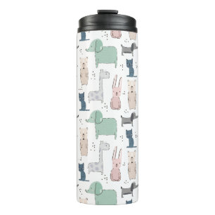Niedliches Pastel Baby-Tiermuster Thermosbecher