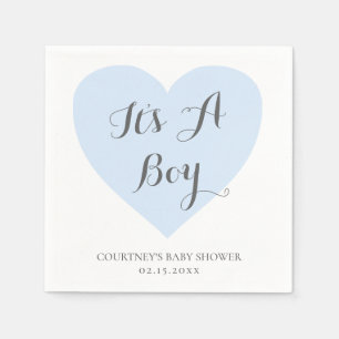 Niedliches Pastel Blue Heart Die Jungen-Baby-Dusch Serviette