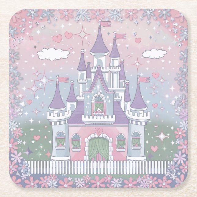 Niedliches Pastel Castel Untersetzer Set (Vorderseite)
