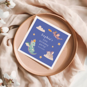 Niedliches Pastel Dragon Kindergeburtstag Party Serviette