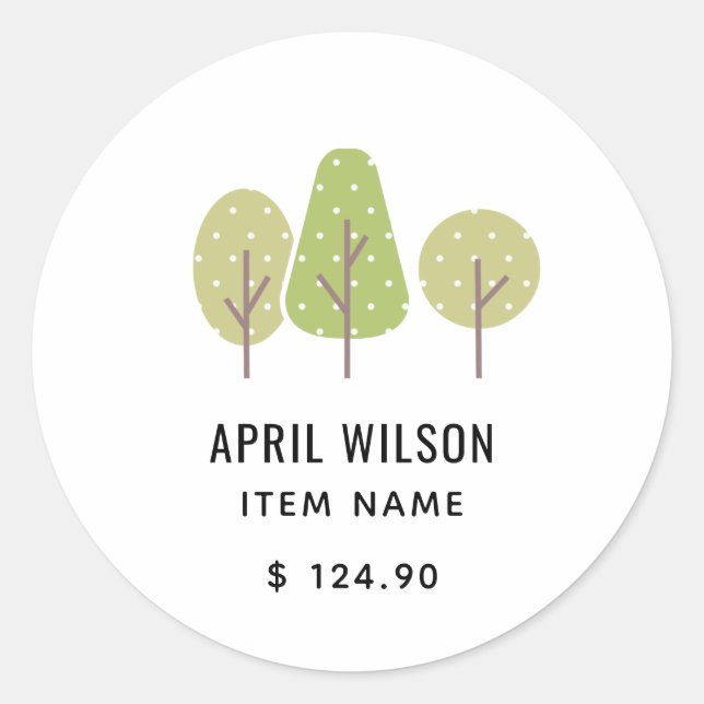 NIEDLICHES PASTEL GREEN TREE TRIO LANDSCAPING PREI RUNDER AUFKLEBER (Vorderseite)
