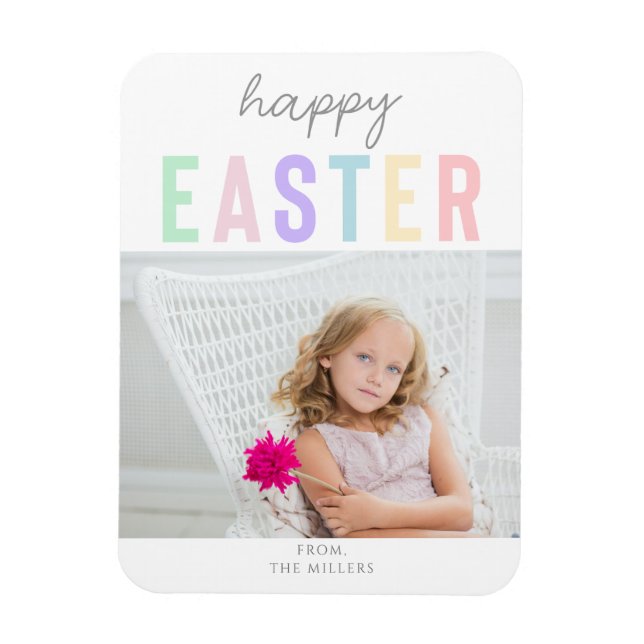 Niedliches Pastel Happy Oaster Typografy Foto Magnet (Vertikal)