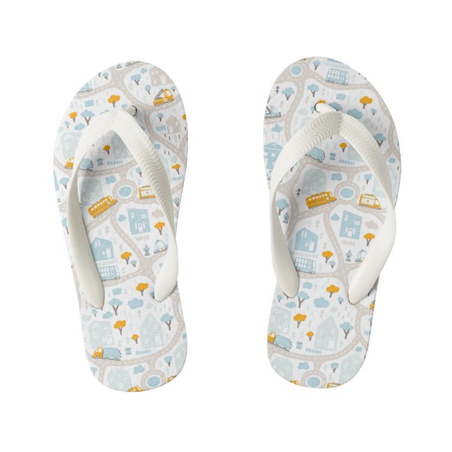 Niedliches Pastel-Nachbarschaftsbild Kinderbadesandalen (Fußbett)