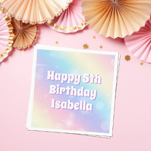 Niedliches Pastel Rainbow Sparkle Kindergeburtstag Serviette