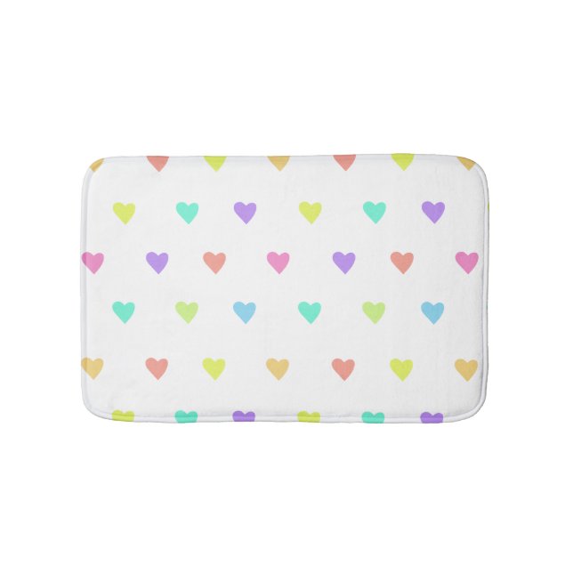 Niedliches Pastel-Regenbogen-Herzmuster Badematte (Vorderseite)