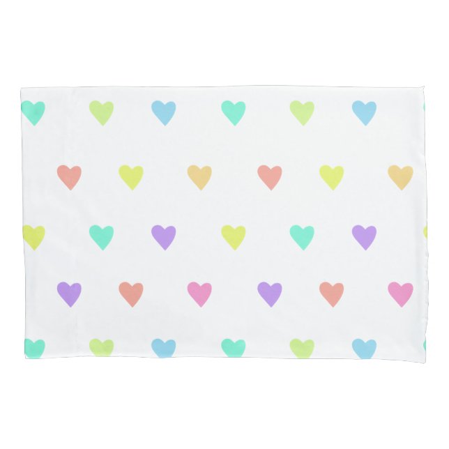 Niedliches Pastel-Regenbogen-Herzmuster Kissenbezug (Vorderseite)