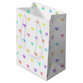Niedliches Pastel-Regenbogen-Herzmuster Mittlere Geschenktüte