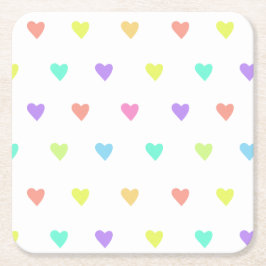 Niedliches Pastel-Regenbogen-Herzmuster Rechteckiger Pappuntersetzer