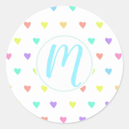 Niedliches Pastel-Regenbogen-Herzmuster Runder Aufkleber