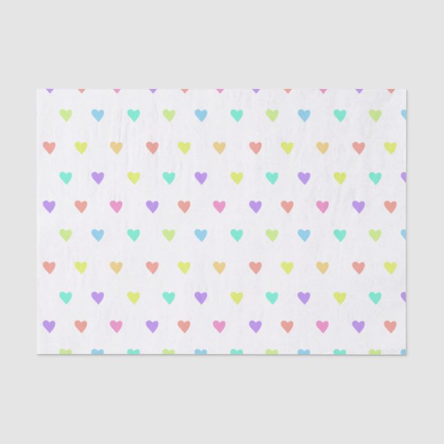 Niedliches Pastel-Regenbogen-Herzmuster Seidenpapier (Vorderseite)