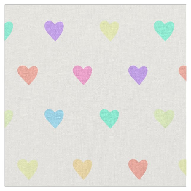 Niedliches Pastel-Regenbogen-Herzmuster Stoff (Nahaufnahme)