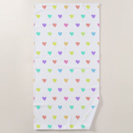 Niedliches Pastel-Regenbogen-Herzmuster Strandtuch