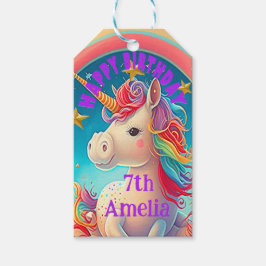 Niedliches Pastel Rosa und Blaues Einhorn Themenwo Geschenkanhänger