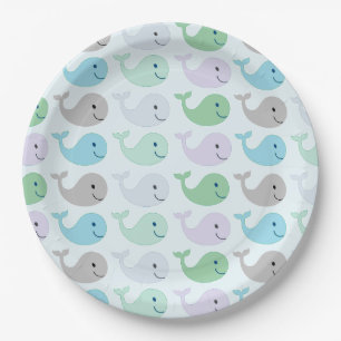 Niedliches Pastel-Whales-Muster Pappteller