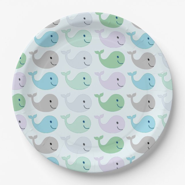 Niedliches Pastel-Whales-Muster Pappteller (Vorderseite)