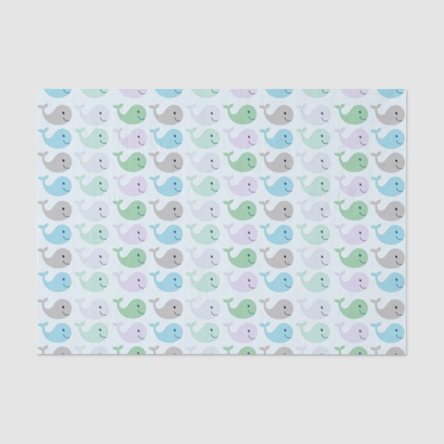 Niedliches Pastel-Whales-Muster Seidenpapier (Vorderseite)