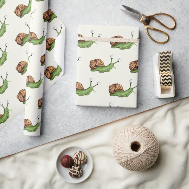Niedliches Pastelgelbes Schneckenmuster Geschenkpapier (Kunsthandwerk)